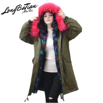 

Autumn Winter 2020 Jacket Women Faux Fox Fur Liner Detachable Warm Coat Female Long Outwear manteau femme hiver WYQ934