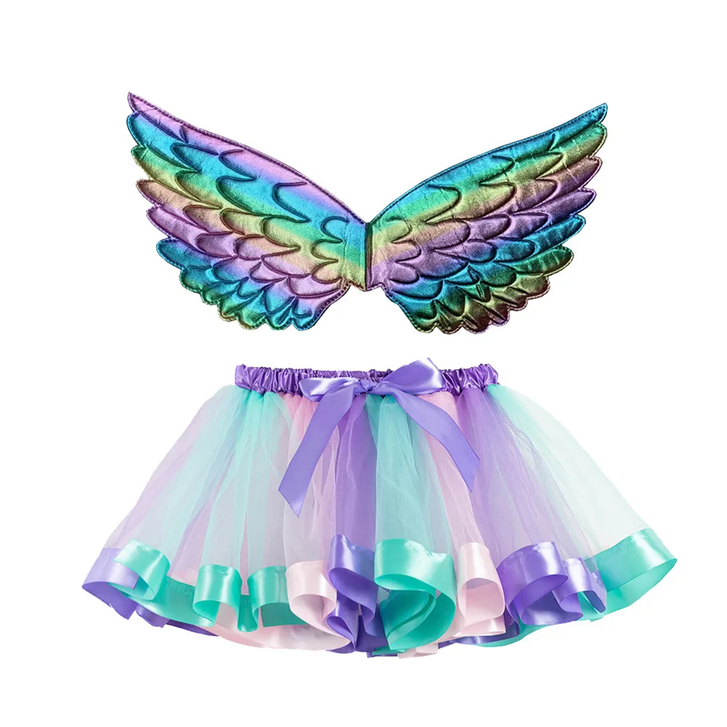Christmas Set Kids girls Fairy Princess Costume Sets colorful stage wear Butterfly Wings Wand Headband Tutu Skirts Home Decor