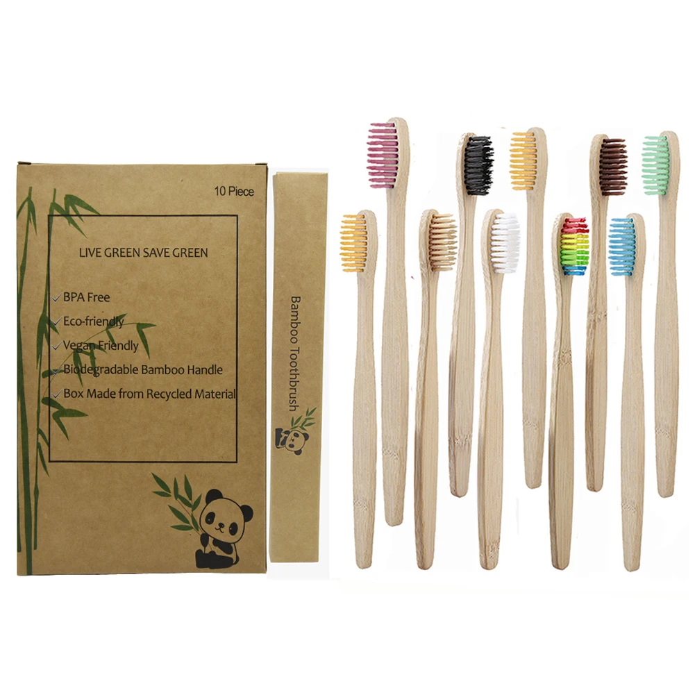 12 шт./setEnvironmental Bamboo угольная зубная щетка для здоровья полости рта низкоуглеродистая средняя мягкая щетина деревянная ручка зубная щетка