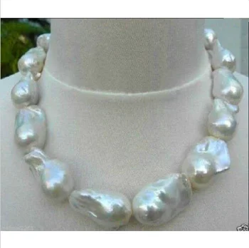 

REAL HUGE AAA SOUTH SEA WHITE BAROQUE PEARL NECKLACE 18''