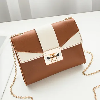 

Womens Square Tower Buckle Leather Bag Fashion Wild Messenger Bag Shoulder Messenger Bag Casual Bag Metal Chain Strap Crossbody