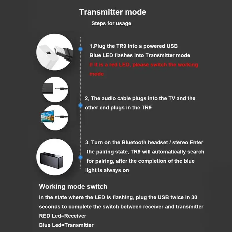 2 в 1 Bluetooth 5,0 передатчик беспроводной приемник USB 3,5 мм аудио динамик адаптер ключ Бытовая и офисная техника