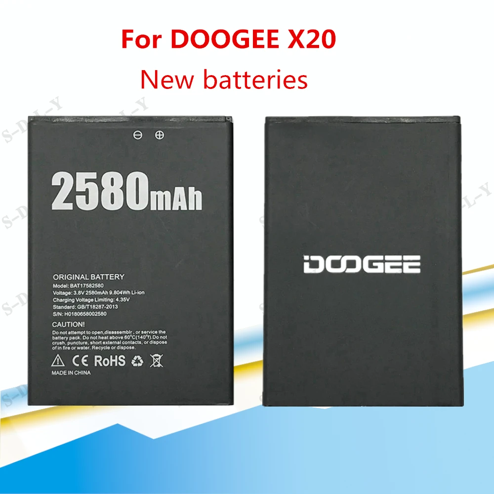 DOOGEE X20 2580 мАч 100% Оригинальный Новый Сменный аксессуар для смартфона X20|battery doogee|doogee