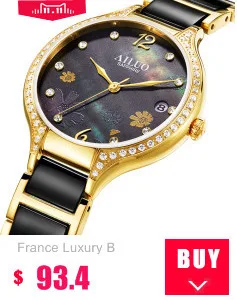 Ультратонкие женские французские часы AILUO люксовый бренд женские часы Japan Miyota кварц сапфир Водонепроницаемые часы с алмазами A7623