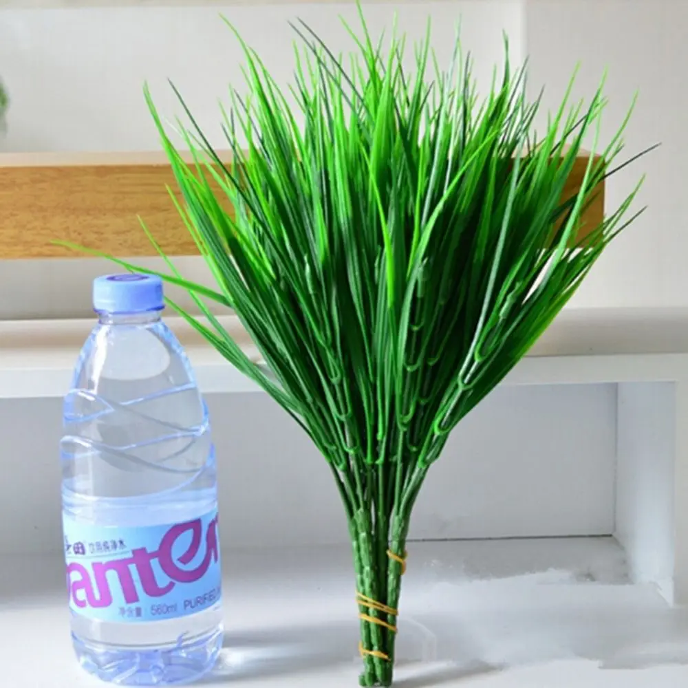 Новое поступление 7-вилка зеленая трава и листья искусственные декоративные растения для пластиковых цветов Свадебные украшения