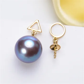 

G18K Gold Earring Hooks with Eyepin Bead Caps, Yellow Karat Gold Solid 18ct oro French Earwire Dangle Pearl Earrings