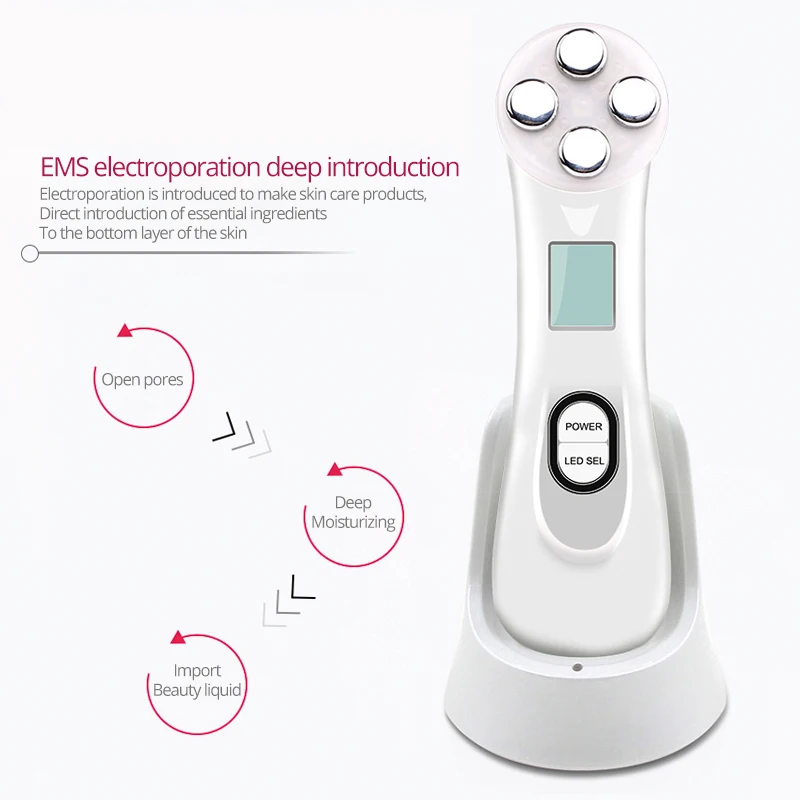 5 в 1 радиочастотная мезотерапия для лица, Электропорация, светодиодный фотон для подтягивания лица, подтягивания, удаления морщин, машина для ухода за кожей