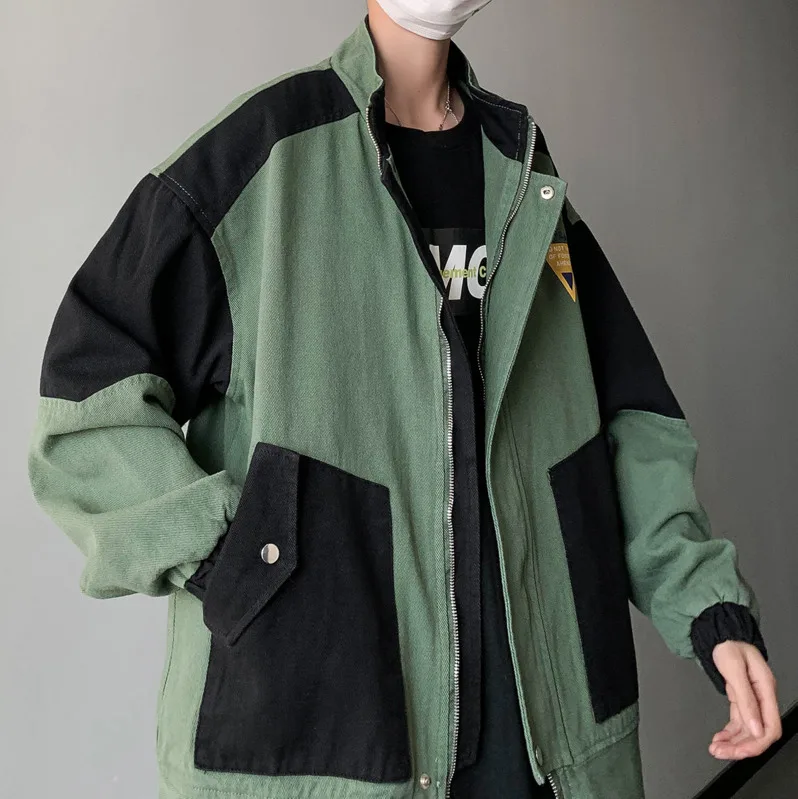 

2020 Spring And Autumn New Korean Trend Men's Colorblock Print Jacket Fashion Casual Loose Top White / Green / Wine Red M-2XL