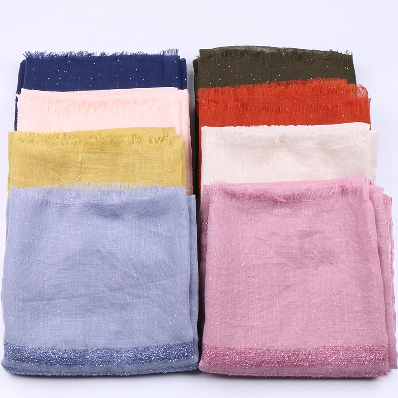 Glitter stripe hijab scarf shimmer cotton shawls muslim fringed shawls wraps fashion headband scarves 10pcs/lot