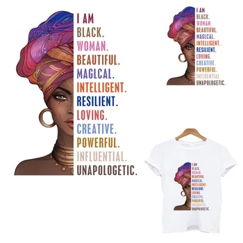 

iron on patches Black women stripes applique thermo stickers on custom patch clothes heat-sensitive transfer fusible clothing