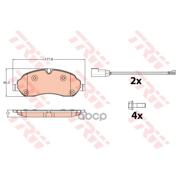 Колодки Тормозные Ford Transit 13- Передние(Для Сдвоенных Шин) Trw/Lucas Gdb2117 TRW/Lucas арт. GDB2117