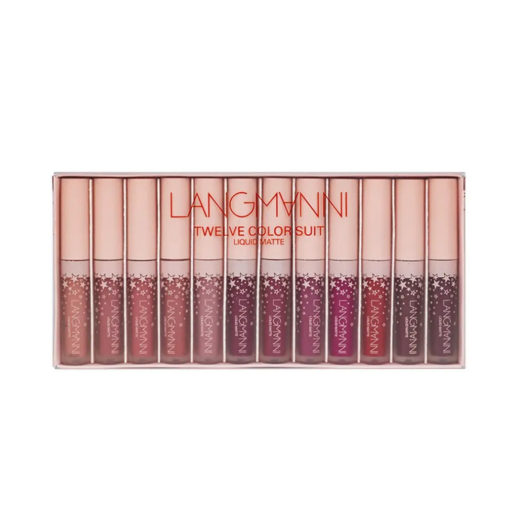 

12Pcs Lipstick Set Non-Stick Cup Matte Lip Gloss Lipstick Moisturizing Lip Gloss Set Makeup Products