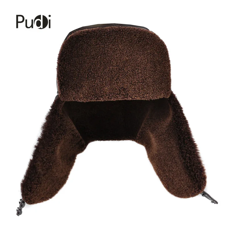 HL174-F pravé kožené pánské bombardérské klobouky s klapkou na uši Ruská zima Faux kožešinové klapky na uši čepice hnědé černé barvy