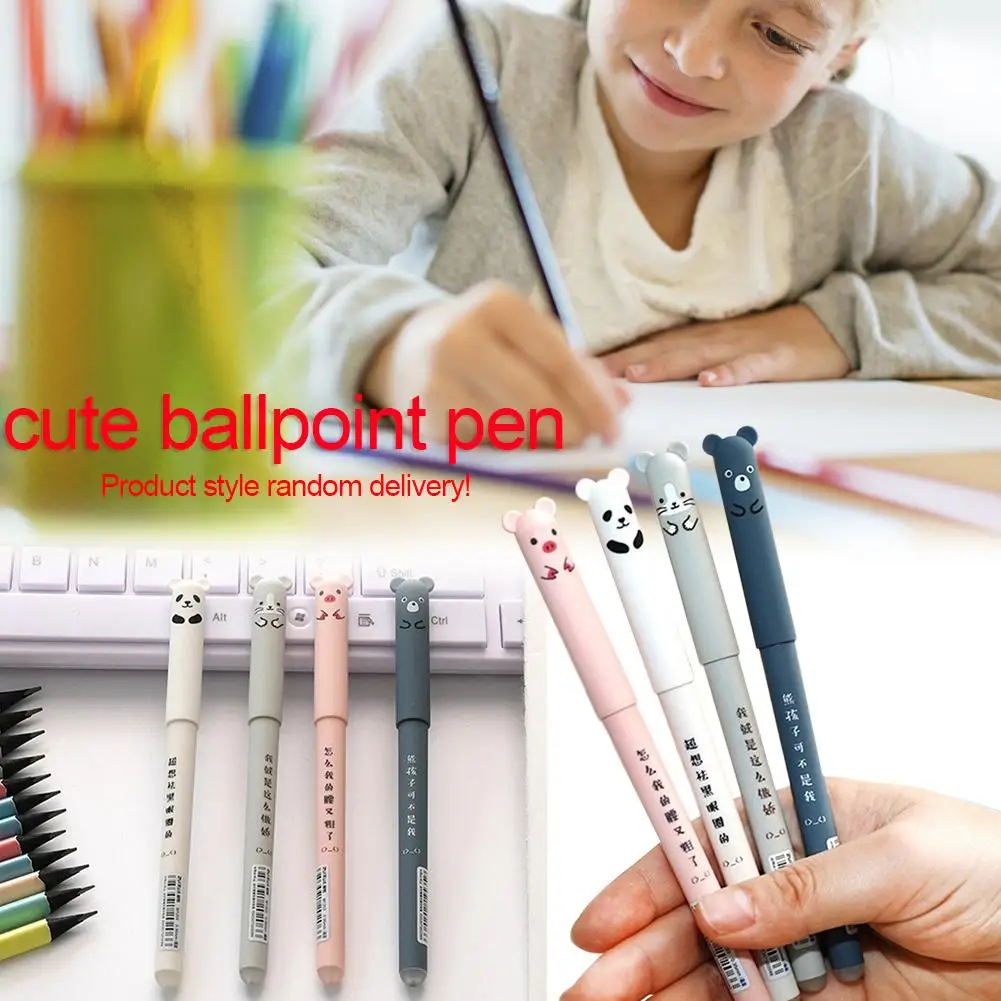 4 Pc Adorable Animals Velvet Feel Erasable Gel Pens Cute Cartoon Pig Panda  Mouse Bear Pen, Planner Accessories School Supplies, Funny Pens 