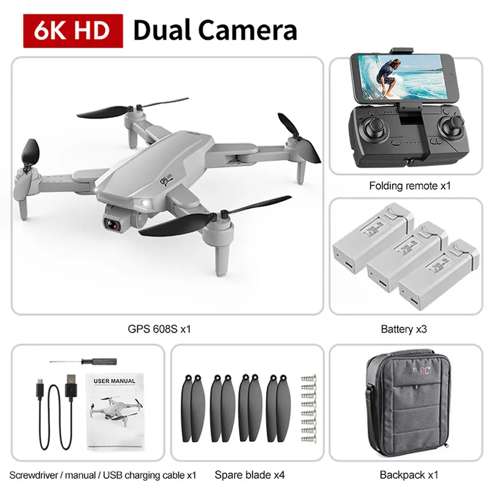 GPS 6K RC Drone UAV with HD Camera Aerial Photography Remote Control Helicopter Quadcopter Aircraft High Quality 3km Flying Dron camera quadcopter drone with camera and remote control RC Quadcopter