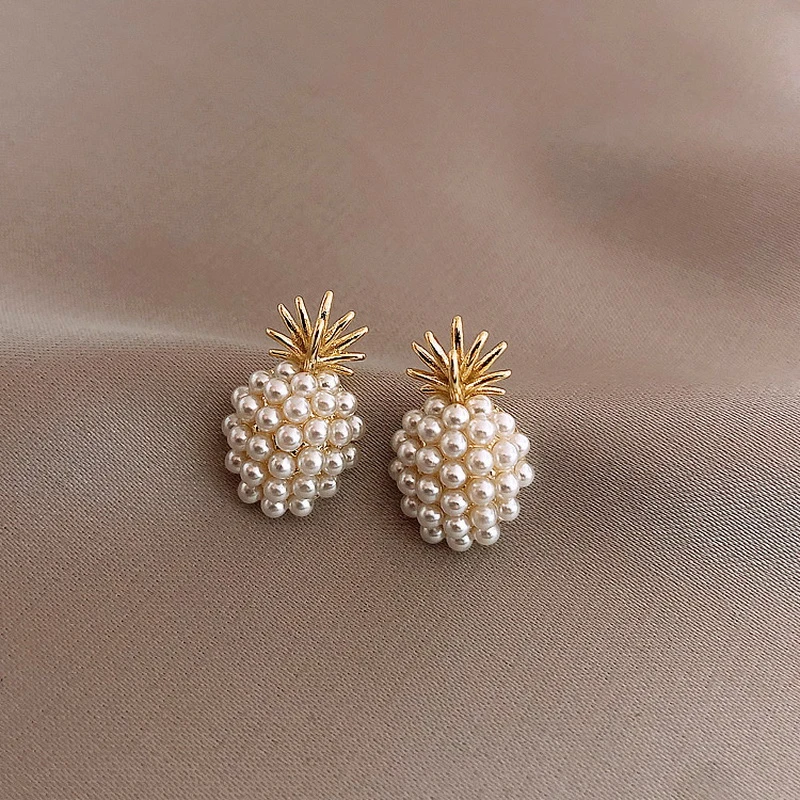Pendientes exquisitos de perlas de piña para mujer, pequeños de abeja de joyería de temperamento para mujer AliExpress