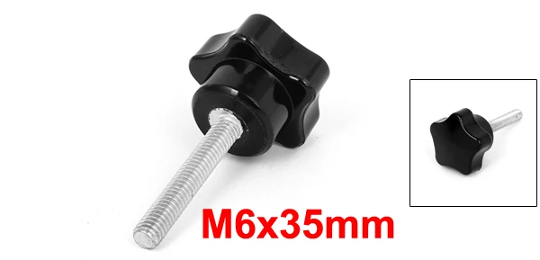 M6x35mm Male Threaded 30mm Plastic Star Head Screw On Type Clamping Knob