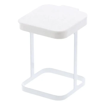 

Botique-Office Small Garbage Bin Desktop Trash Can Flip Lid Living Room Paper Basket Home Storage Table Mini White