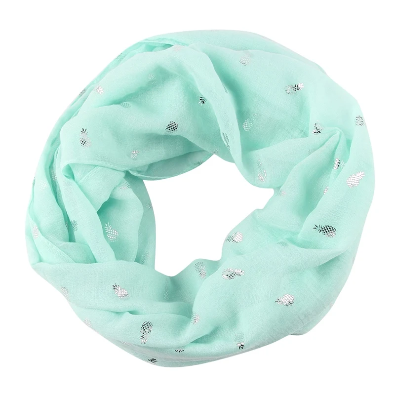 FOXMOTHER летний модный розовый белый мятный цвет Блестящая лента из фольги ананас круг шарфы Кольцо петля платок для дам G - Цвет: Mint Green Loop