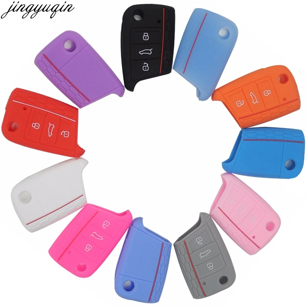 3 кнопки силиконовый чехол для ключей автомобиля VW Volkswagen New Polo Golf 7 mk7 Tiguan SKODA Octavia A7