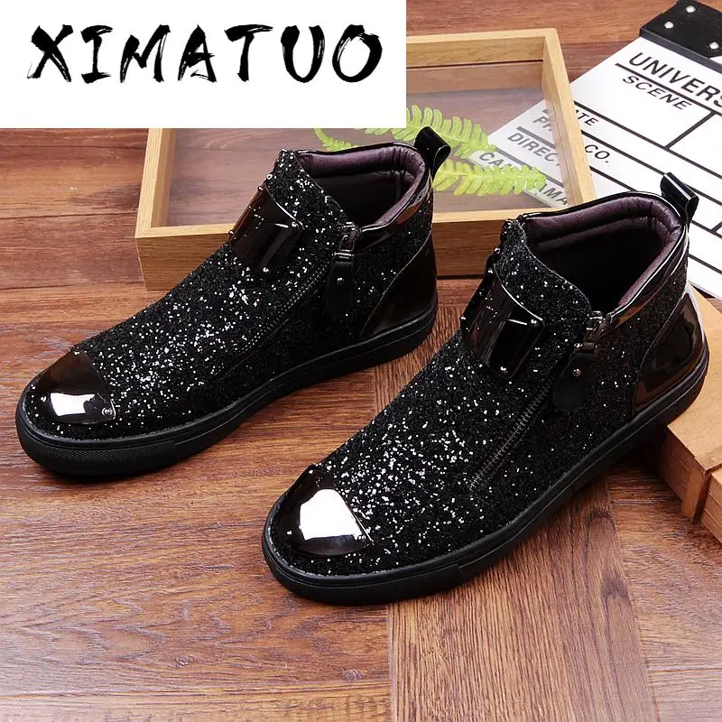 2020 New Men's Casual Fashion Zipper Outdoor High-Top Shoes Man Slip-On Boots Mens Driving Party Flats | Обувь