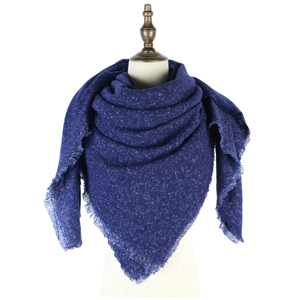 Квадратный шарф простой теплый мягкий материал большие накидки обертывания зимние шали 130 см большой палантин, одеяло echarpes шарфы пончо - Цвет: 130cm navy blue