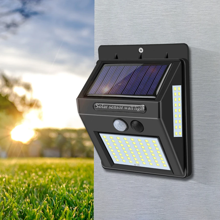 48/60LED Solar Motion Sensor Wall Light Outdoor Waterproof Garden Landscape Lamp 