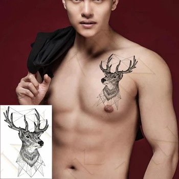 

Waterproof Temporary Tattoo Sticker Geometry Sheep Head Shofar Art Water Transfer Fake Tatoo Flash Tatto for Men Women