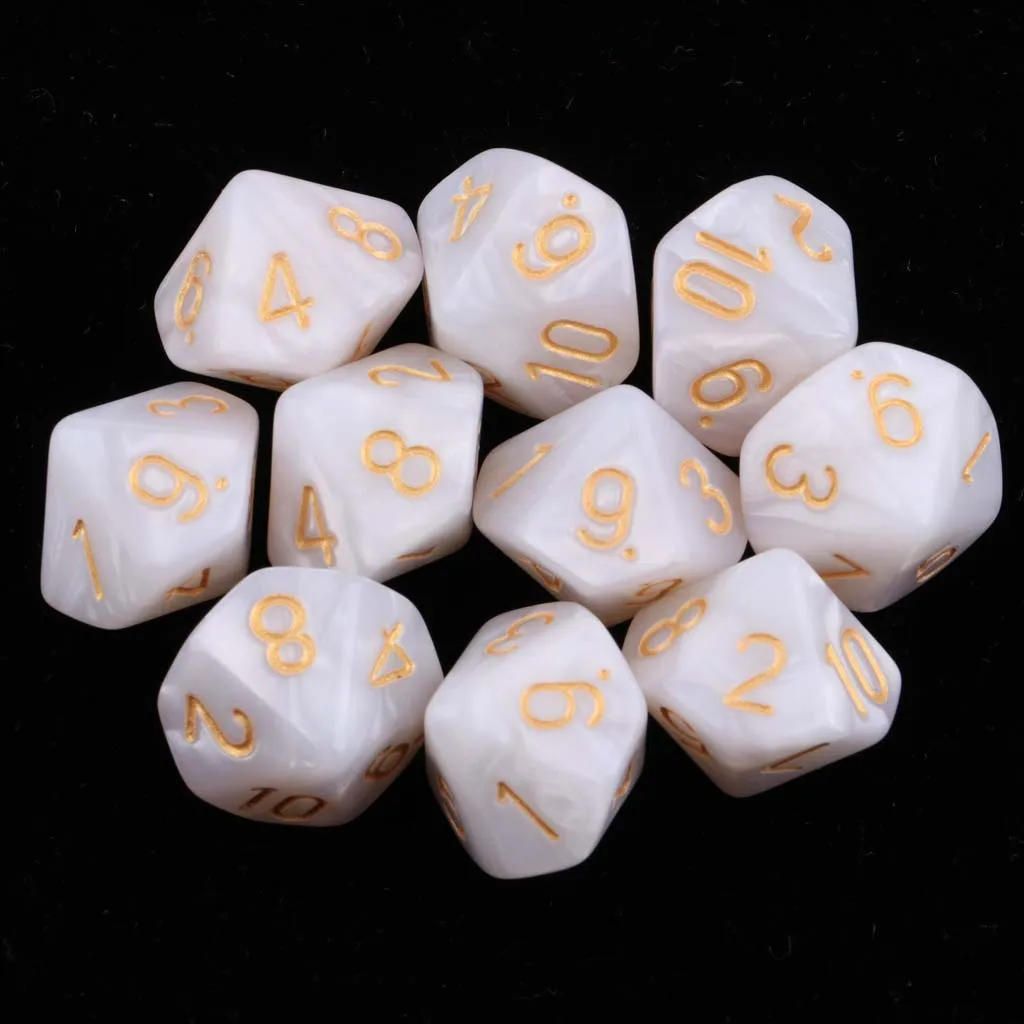 10Pc Plastic Dices for Table Games Role Playing Game D&D, RPG DND MTG Toy