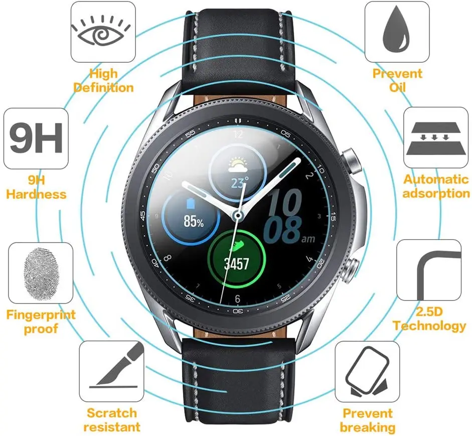 Glass Film For Samsung Galaxy Watch 3 45mm 41mm Screen Protector Tempered Glass Screen Protector Film for Galaxy Watch 3 45mm 41