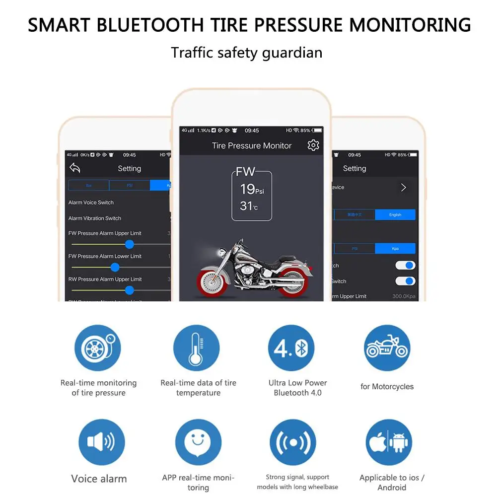 Новый водонепроницаемый Tpms монитор давления в шинах мотоцикла Bluetooth система