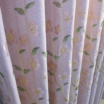 

Modern Minimalist Rural Idyllic Patch Embroidery Bedroom for Living Room Curtaina Yarn Fabric Finished Product Customization