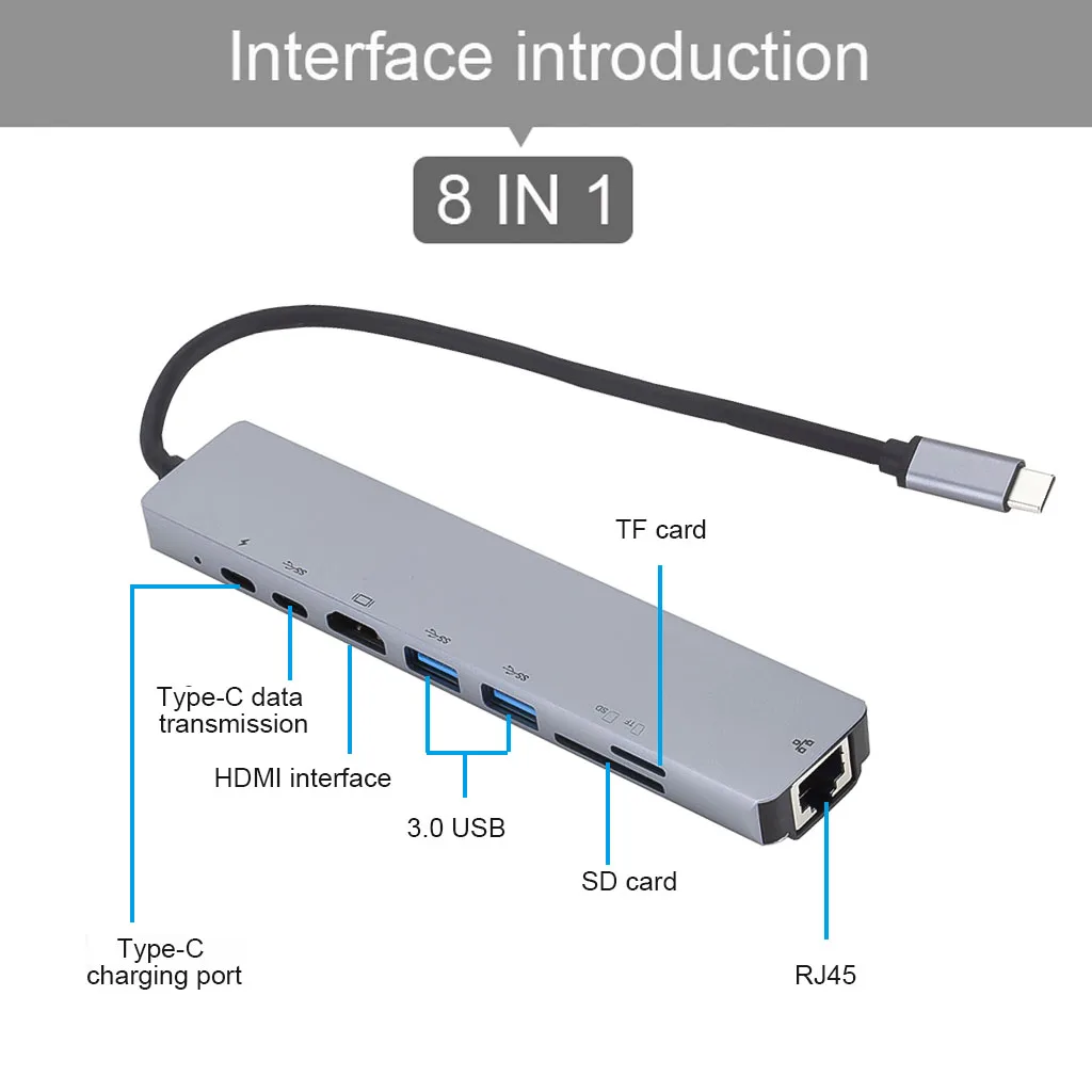 Kebidumei USB C концентратор тип c к HDMI RJ45 Ethernet несколько портов USB 3,0 концентратор Тип c PD адаптер питания для MacBook Pro док-станция USB-C концентратор