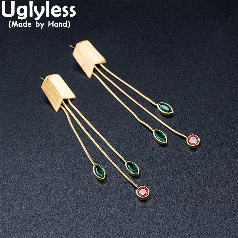 Uglyless кистями разноцветные гранат цирконами кристаллами серьги для женщин модное