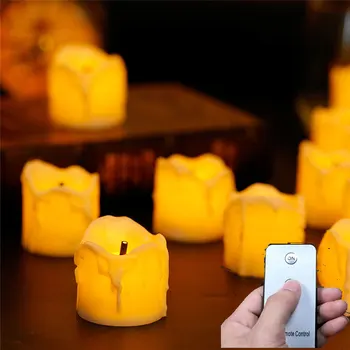 

12 Pieces Black Wick Decorative LED Christmas Candles With Remote,Flameless Battery Operated Halloween Candles For Wedding