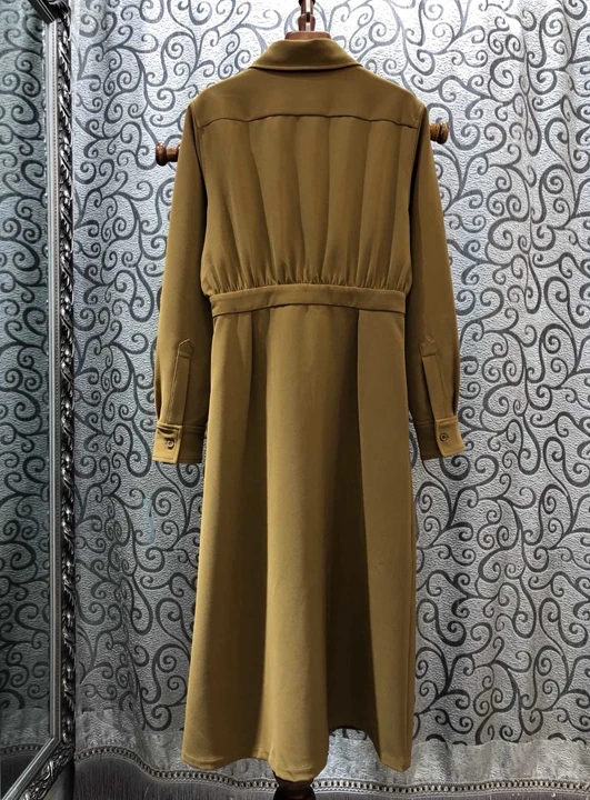 autumn and winter new women's symmetrical pocket net color lapels shirt dress