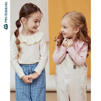 

Mini Bababala Girl bottoming shirt 2020 spring new baby lapel high elastic sweater foreign style children clothing