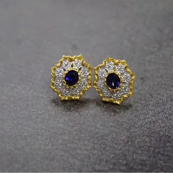 

CMajor 925 Sterling Silver Vintage Italian Brushed Matt Two Tone Gold and Silver Exquisite Handmade CZ Stud Earrings for Women