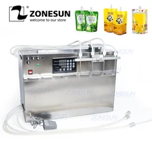 ZONESUN 4 головки самовсасывающий мешок для напитков разливочная машина цифровой контроль компактный Точный Цифровой Разливочный станок