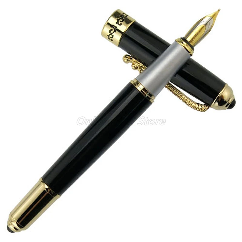 Jinhao 1000 메탈 블랙 래커 배럴 드래곤 클립 중간 펜촉 0.5MM 만년필 사무실 학교 쓰기 선물 펜 액세서리