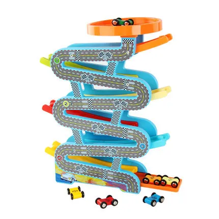 

Children Colorful hua xiang che Slippery Car RB45 Speed Race Car Elevated Coaster Slip Rail Car Wooden Toys
