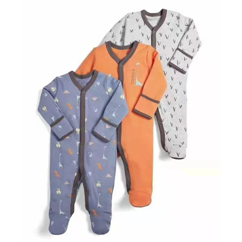 

Baby Rompers 3pcs Newborn Sleepsuit 0-12m Jumpsuit Cartoon Cotton Romper Pajamas Set Boy New Born Baby Clothes Baby Girl Romper