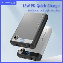 Power bank10000mah 18w pd powerbank qc 3.0 carga rápida display led portátil micro redmi carregador de banco de potência para iphone12 huawei