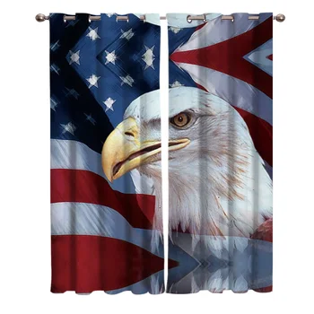 

American Flag Eagle Curtains Window Living Room Curtains Kitchen Indoor Window High Blackout Curtain