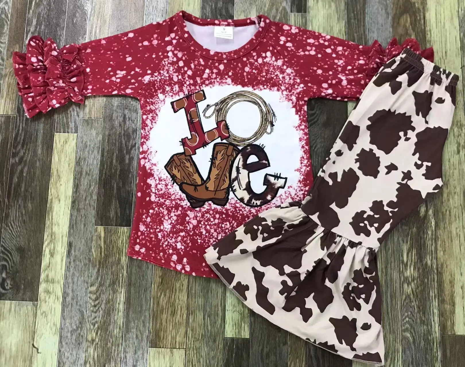 Детская модная одежда кожаные ботинки в западном стиле с монограммой love для