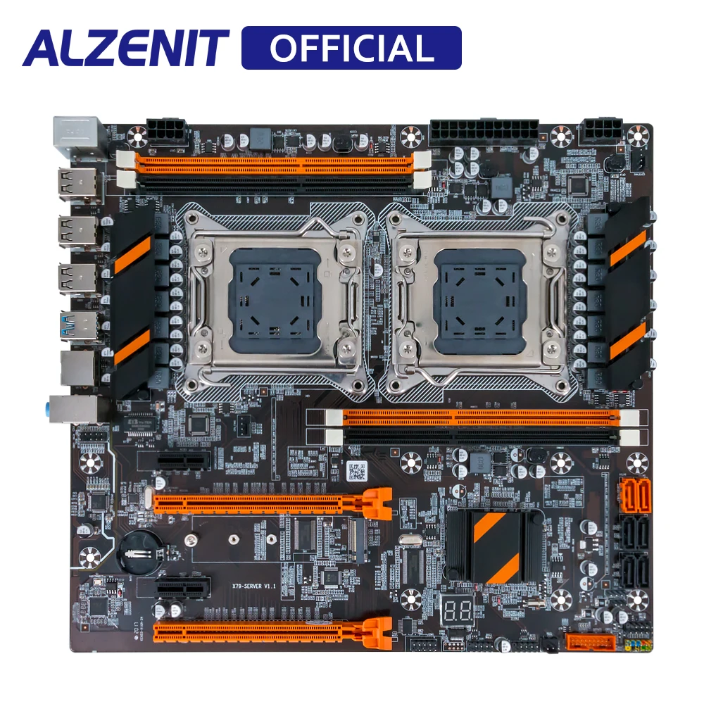 

ALZENIT X79D-PD7 Dual CPU Motherboard Intel X79 LGA 2011 E5 128GB DDR3 Quad Channel M.2 SATA3.0 USB3.0 WOL PXE E-ATX Mainboard