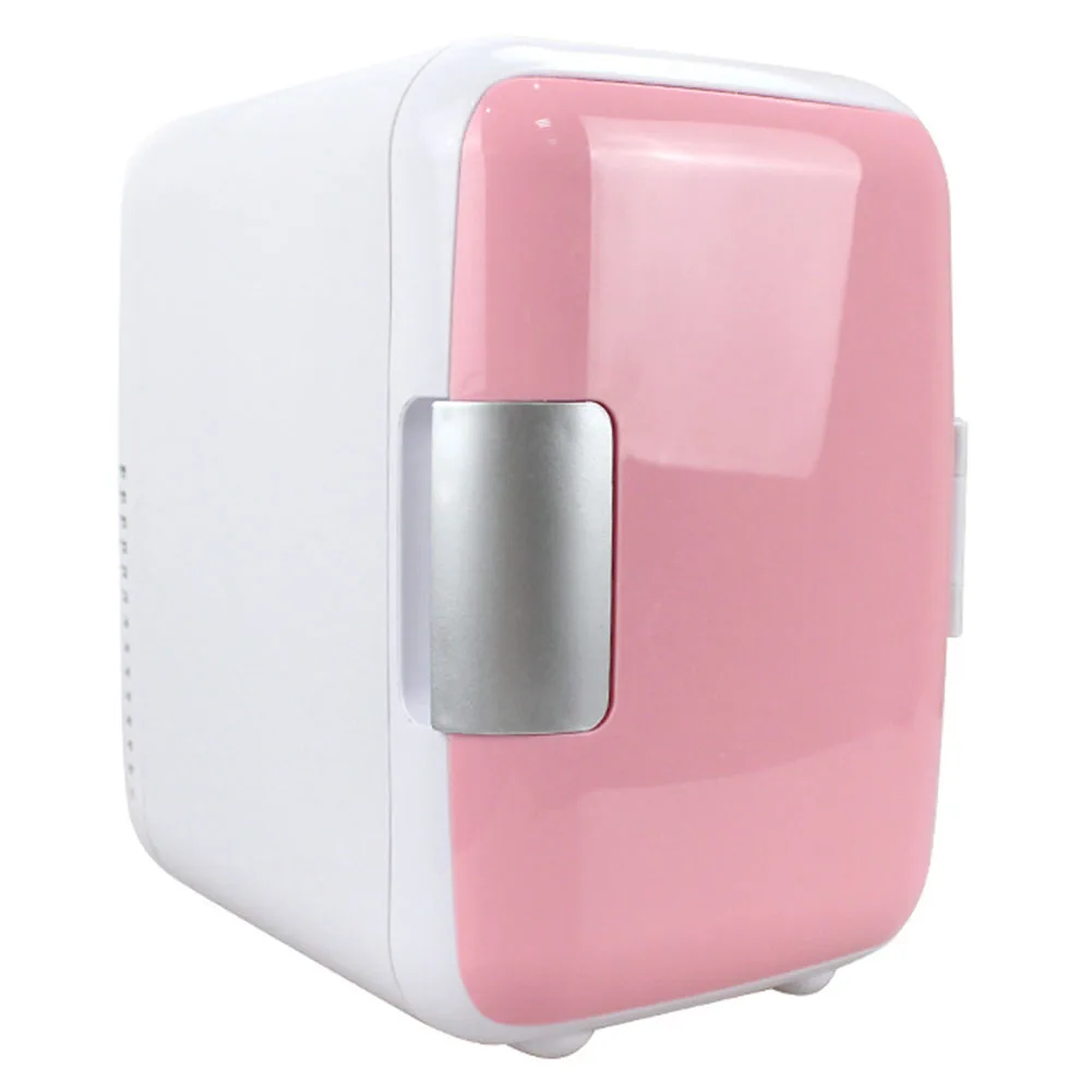 4L низкий уровень шума Косметика Пряжка одной двери большой емкости с ручкой овощей автомобильный холодильник мини двойного назначения охлаждение, отопление - Название цвета: Розовый