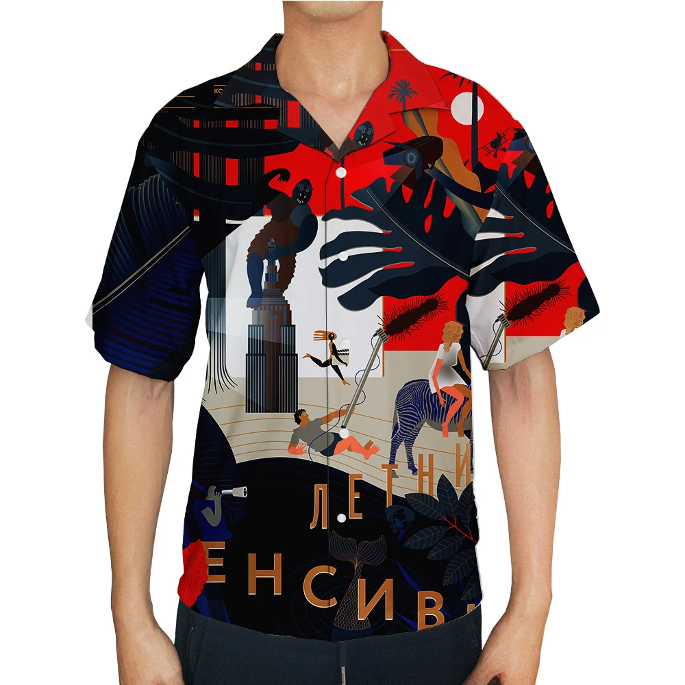 Гавайская Мужская рубашка летняя новая с принтом букв на заказ красная