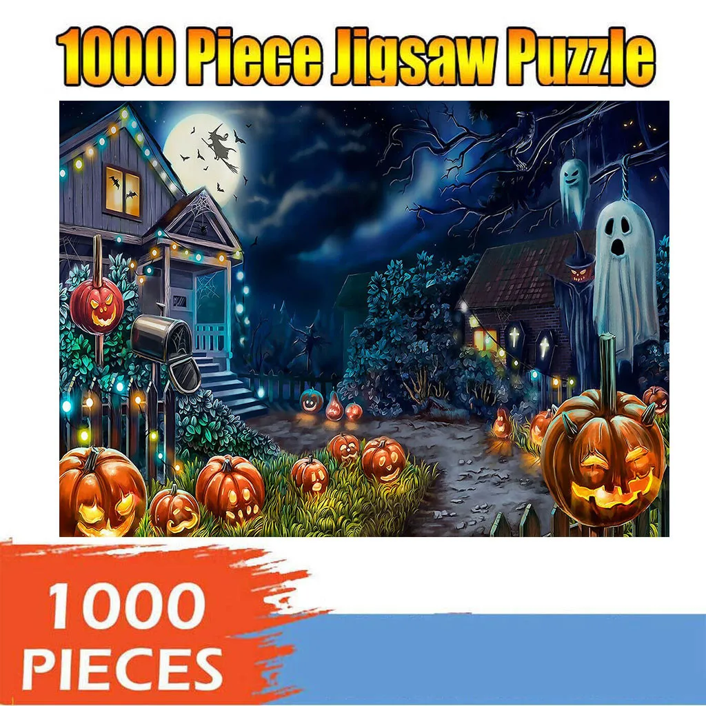 Puzzles 1000 Piece adult children's Paper Interesting puzzle Festival gift virtual puzzle Halloween Personalized Educational Toy 1