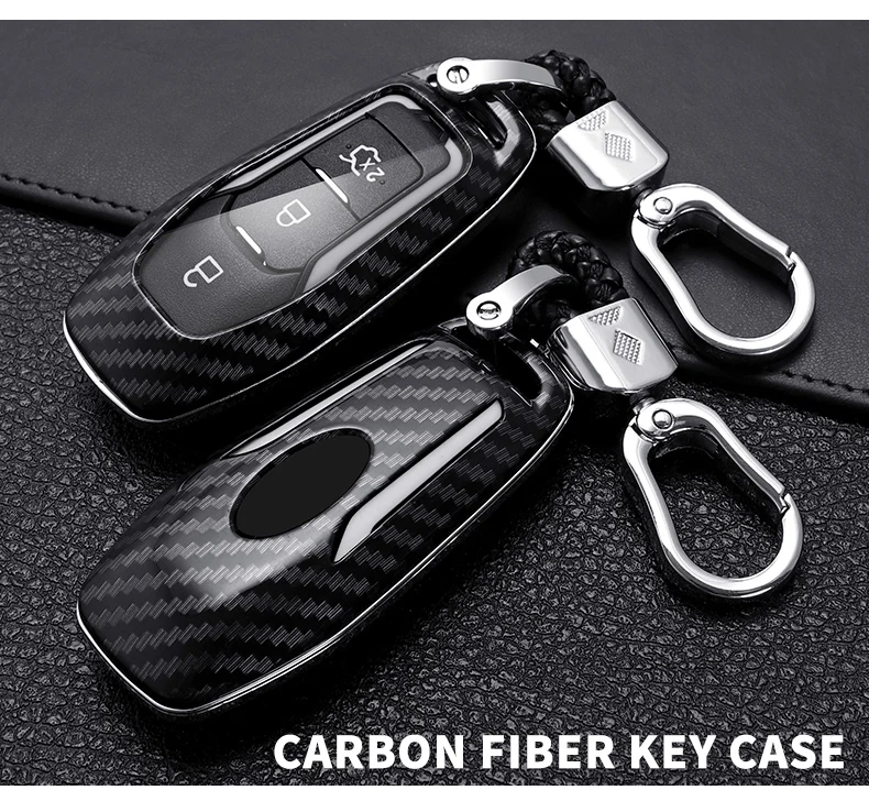 Carbon Fiber Car Smart Key Cover Case Fob Ford Fusion Mondeo Mustang F-150 Explorer Edge Protect Shell 2018 2021 Accessories - H699ba7610b1844d988be1ee30fd81a60A